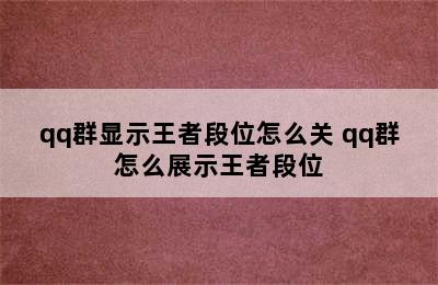 qq群显示王者段位怎么关 qq群怎么展示王者段位